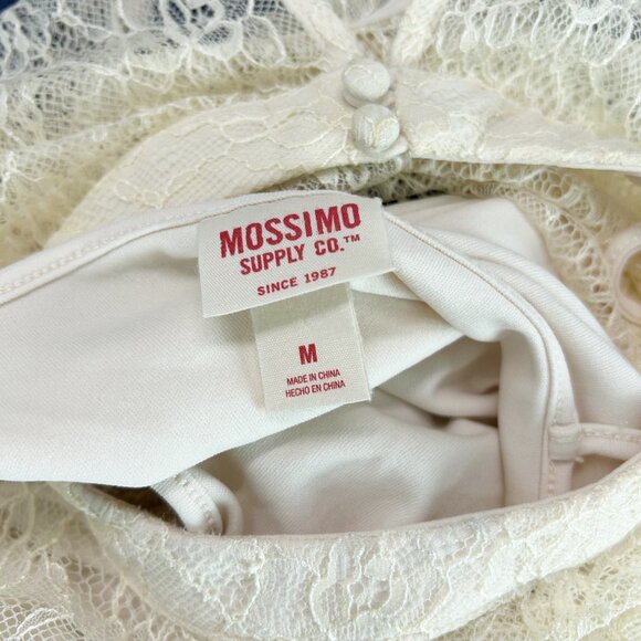 Y2K Mossimo Ivory Floral Lace Ruffle Boho Top Blouse Size Medium Women's - Picture 4 of 4